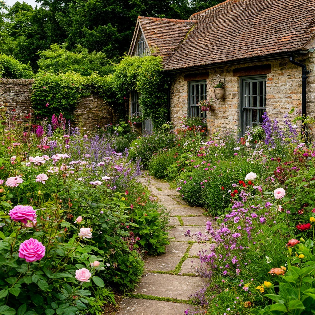 Margaret's stunning cottage garden with mixed borders and traditional features